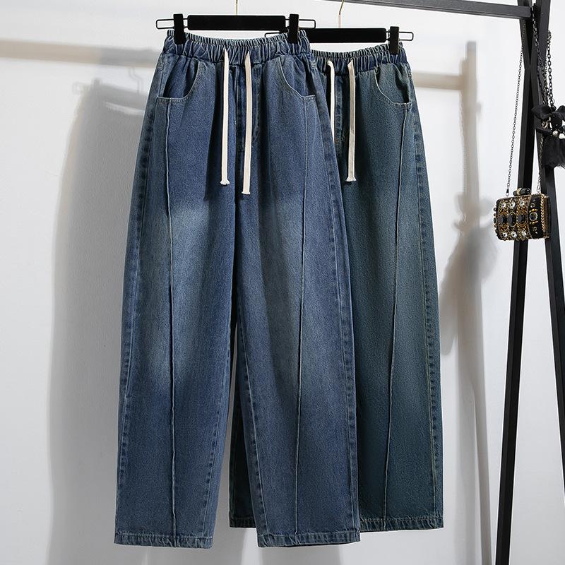 Plus Size 4xl Loose Women Denim Pants Autumn High Waist Casual Jean Pants Female Casual Pocket Women Pants 2025