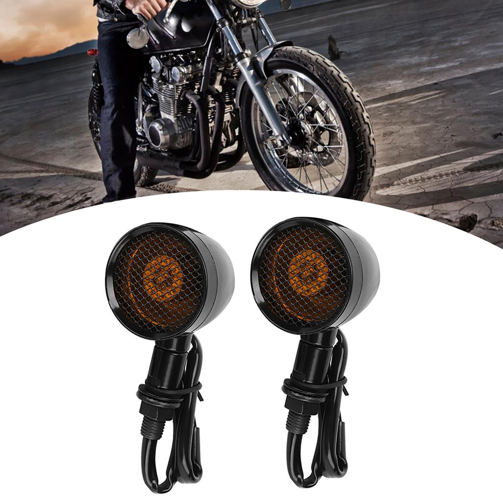 Motorcycle Retro Grid LED Turn Signal Brake Light Metal Blinker Flashes