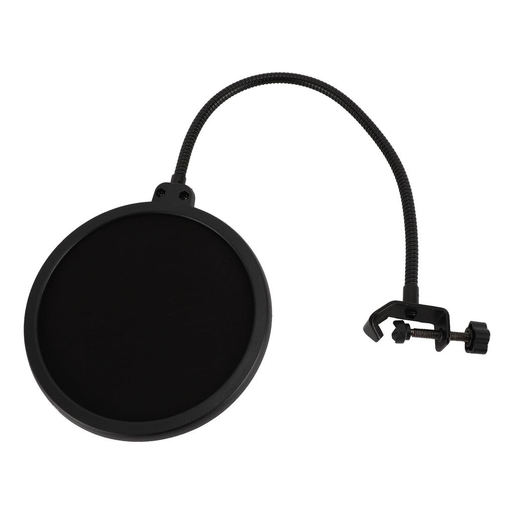 Microphone Pop Filter 360 Degree Adjustable Versatile Sturdy Dual Layered Wind Pop Screen Shield with Gooseneck Stand
