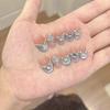 10Pcs Handmade Short Oval French Cat Eye Press On Nails Snow Island Blue Moon Reusable Fake Nail Tips