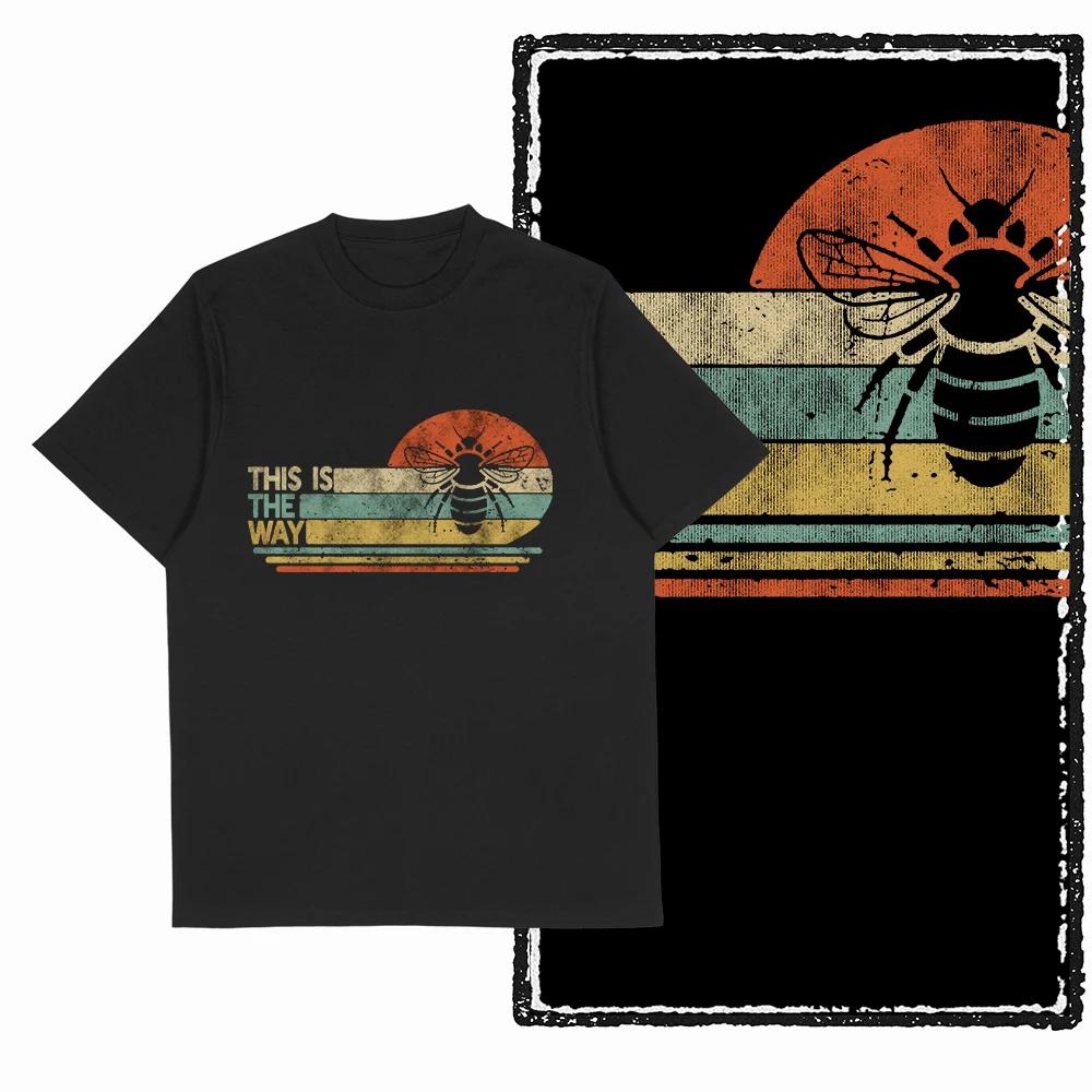 2025 100 Cotton Funny Cool Bee Print Pattern Mens Tshirt Tide Cool Plus Size Mens Novel Tshirt