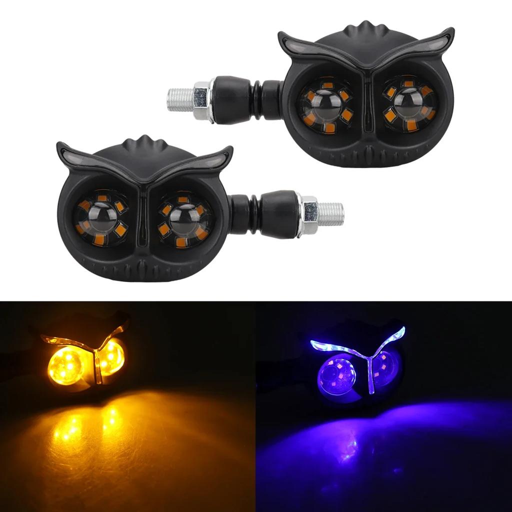 1 Paar Dual-Farbe Eulen-Stil Motorrad Scheinwerfer Blinker Leuchte Motorrad Fahrlicht Scheinwerfer Motorrad Roller Nebelscheinwerfer