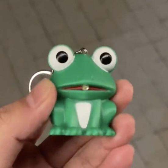 Glowing Toy Sound Effect Funny Animal Shape Built-in Battery Lovely Entertainment ABS Cartoon Frog Key Ring Gift