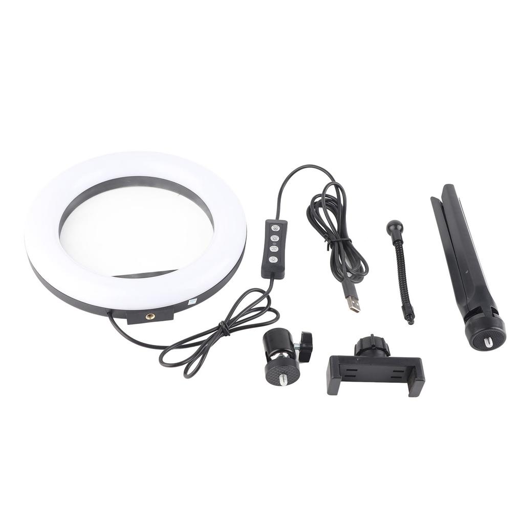 UN‑206 3‑Color 20cm Ring Light LED Tripod Stand Arc Fill Lamp for Beauty Photography Live