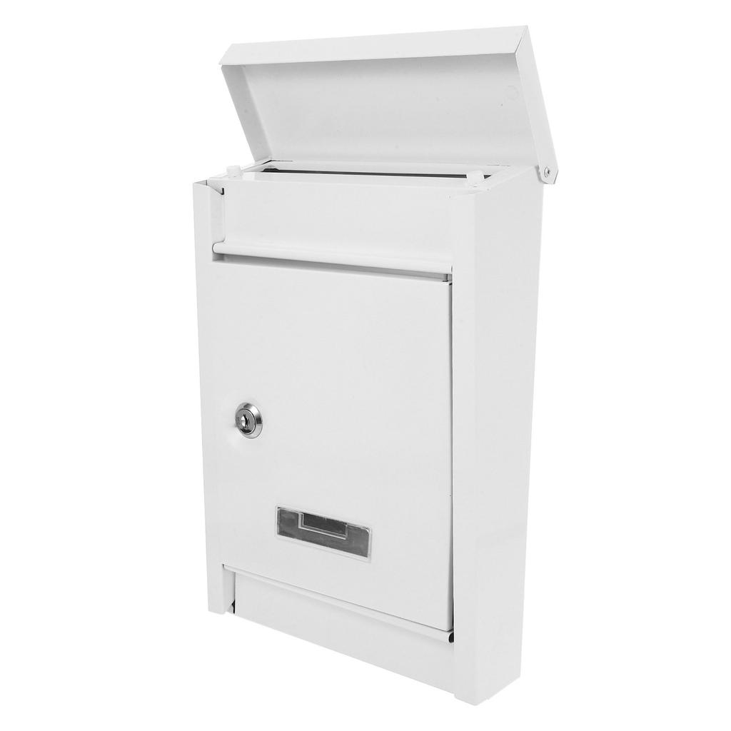 Mailbox Locked Locking Wall Mounted Metal Boxes for House outside Lockable Outdoor Grey Garden Mailboxes