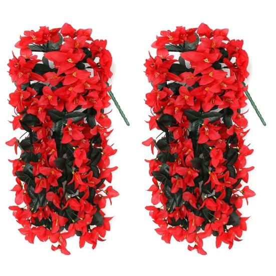 Artificial Bougainvillea Flower Faux Hanging Bougainvillea for Outside Long Trailing Vines Fake Flower for Door Porch Planter Urn Patio Balcony Decor