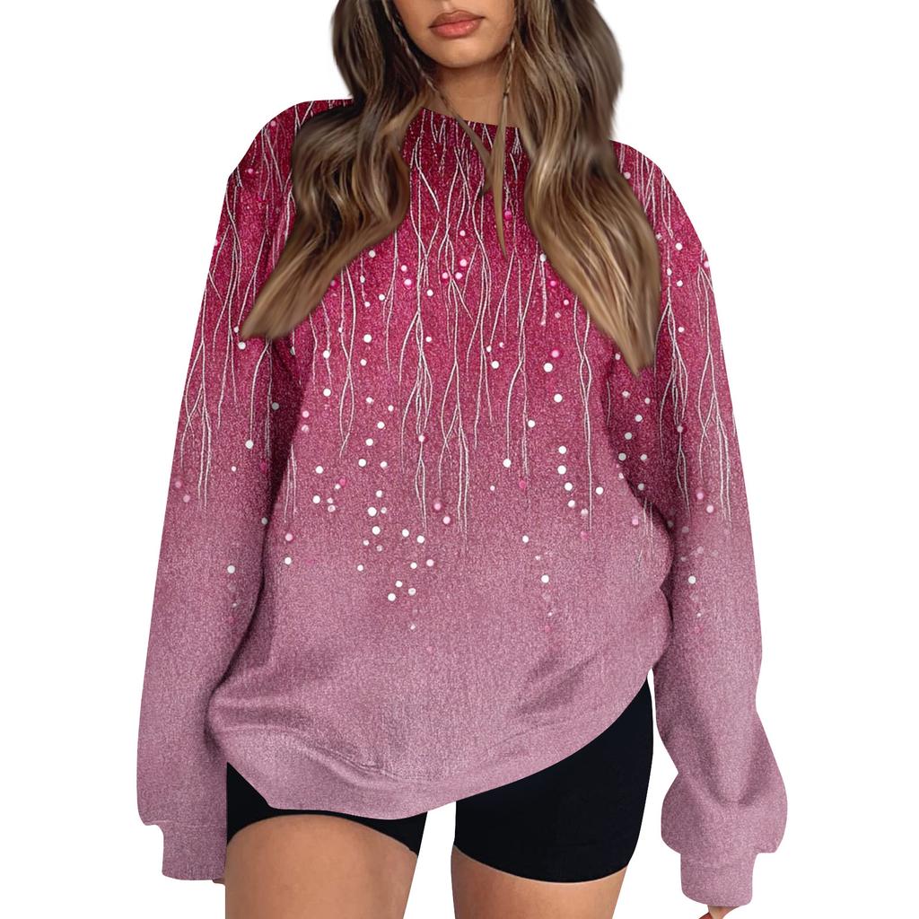 Women  Tops Women's Long Sleeve Sweatshirt Casual Crewneck Loose Fit Pollover Fleece Tops