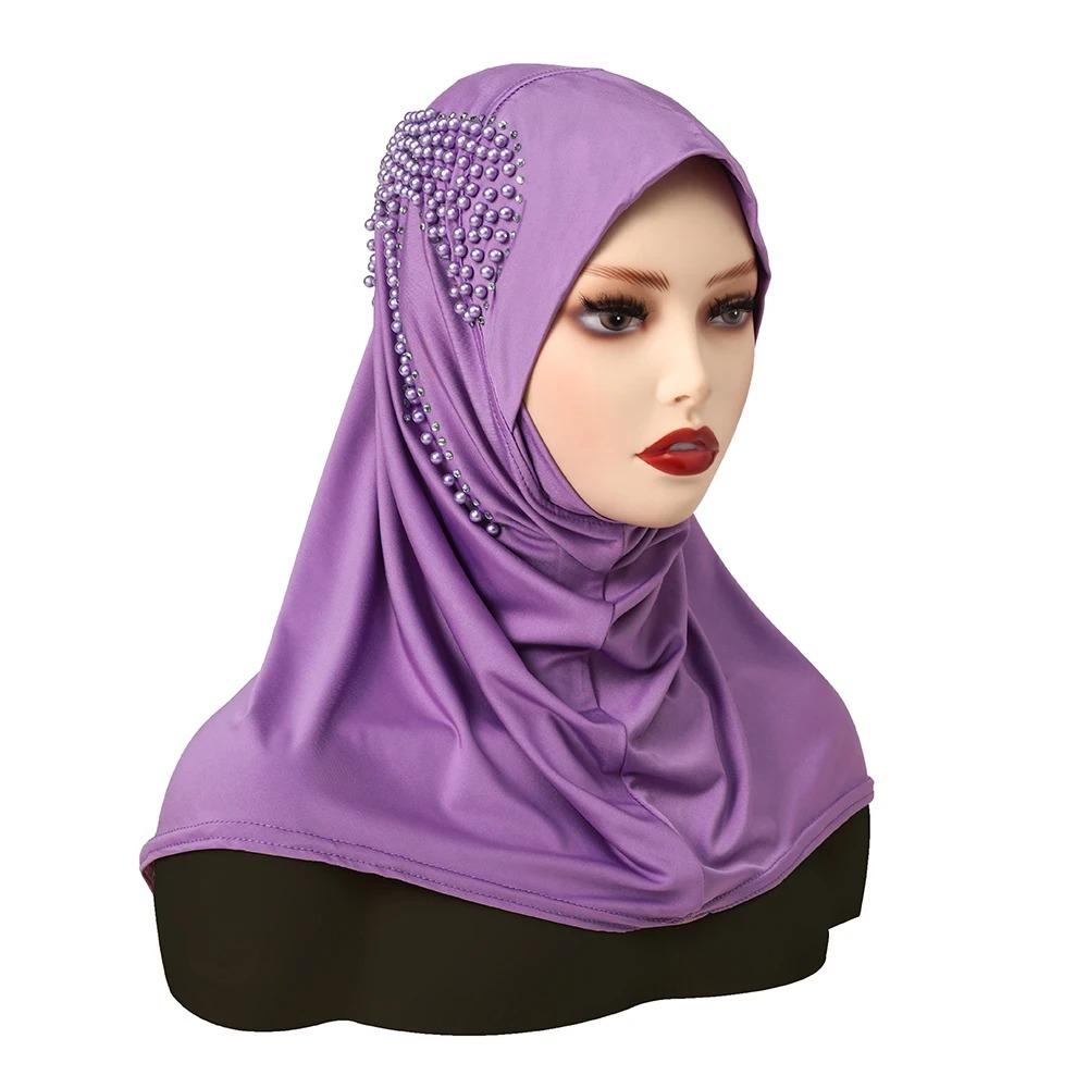 Full Cover Spandex Instant Hijab Solid Color Breathable Underscarf Elastic Islamic Scarf Islamic Wear
