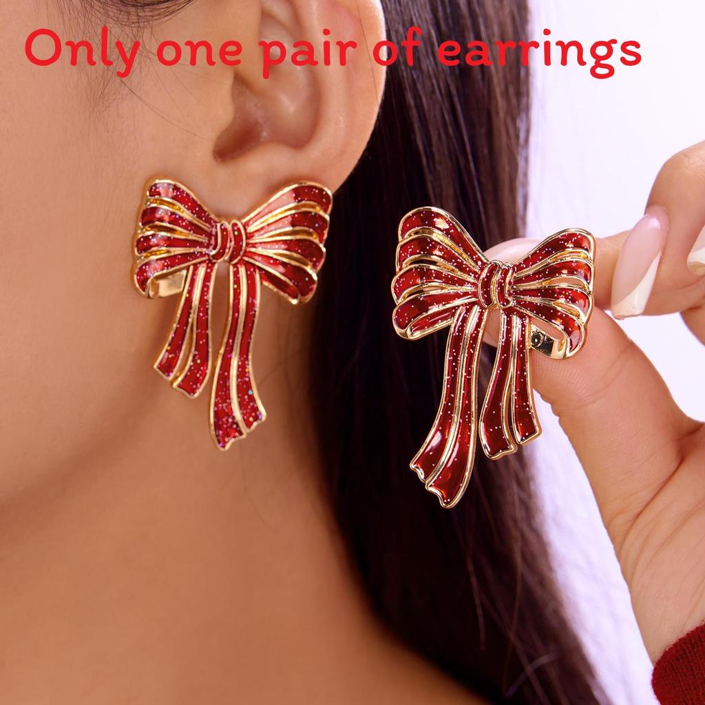 

Christmas Tree Snowflake And Bell Drop Earrings With Dangle Tassels For Holiday Festive Style Bowknot