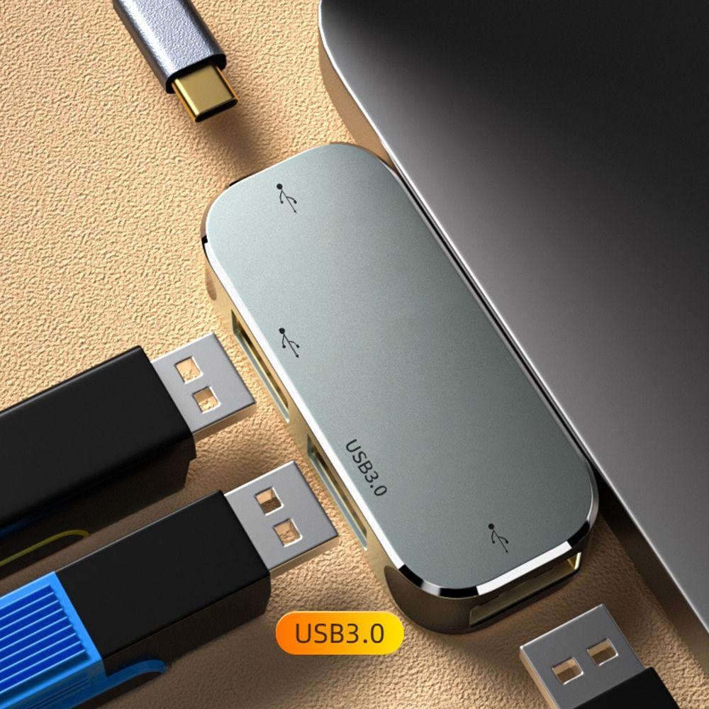 Multi-function 4 In 1 Type-C Hub HD-Compatible 3.5mm Jack Earphone Adapter USB Extender Hub