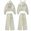 Spring and Autumn Girls' Fashionable Letter Printed Hooded Short Sweatshirt and Sweatpants Two-piece Set