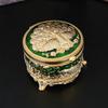 Pfauenrunde Schmuckschatulle Europäisch Retro Ohrringe Ohrringe Schmuckaufbewahrungsschachtel High-End Kreativ Gold Grün Schmuckschatulle
