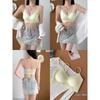 Camellia Scented Seamless Wireless Push Up Fixed Thin Strap Camisole Bra For Women
