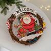Wooden Christmas Welcome Door Pendant Creative Santa Claus Snowman Decoration  Gift