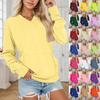 Women S Solid V Neck Loose Long Sleeve Hooded Sweatshirt