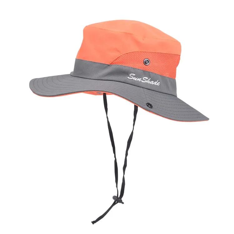 6-8 Years Child-Parent Summer Outdoor Ponytail Bucket Hat Girls Sun Hats Female Breathable Beach Fisherman Hat Panama For Women