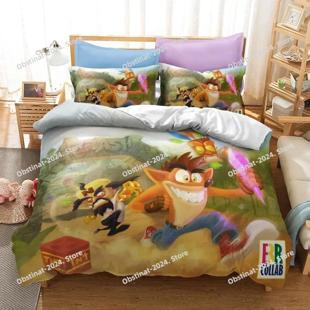 3D Classic Game Crash Bandicoot Bedding Set Printed single Comforter Quilt Duvet Cover Pillow Case 3 Pieces Sets Kids Adult Size