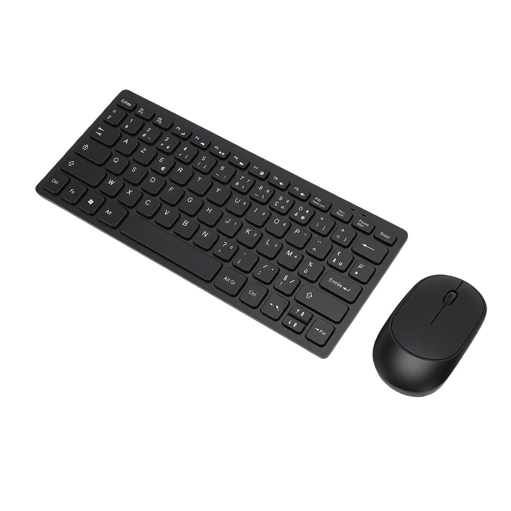 French Keyboard 2.4GHz Wireless Keyboard and Mouse 78 Key Slim Portable Wireless Keyboard for PC Laptop