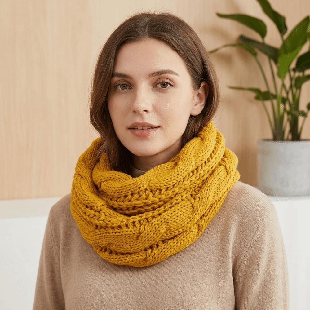 Thickened Knitted Scarf Solid Color Warm Scarves Simple Wool Bib Men