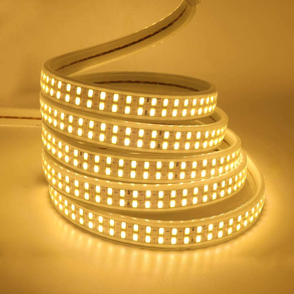 

AC 110V 220V LED Strip Waterproof SMD 5730 240Leds/M Ultrabright Double Row White/Warm White Flexible Ribbon Tape Rope Light AC110V US Plug&1m теплим білим кольором