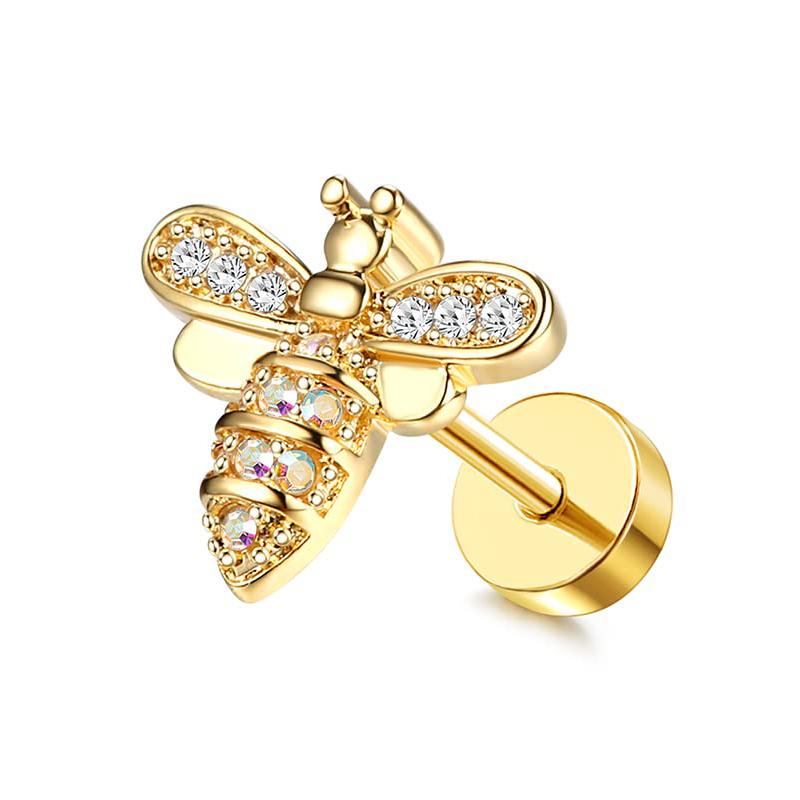 Drperfect 1 szt. Kolczyk do chrząstki ucha Stud dla kobiet Stal chirurgiczna Kolczyk z płaskim tyłem Kolczyk do przekłucia ucha Tragus Helix w kształcie motyla i kwiatu