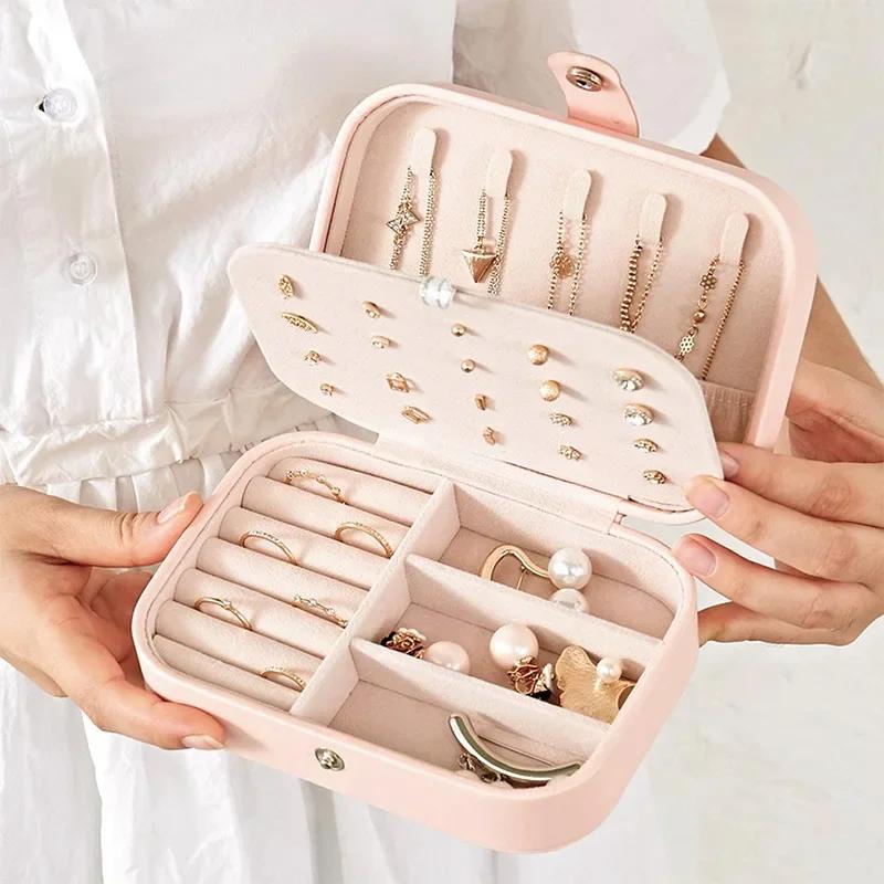 Jewelry Box Jewelry Organizer Portable Travel Jewellery Case Locket Necklace Lipstick Earring Ring Holder for Woman Accessories