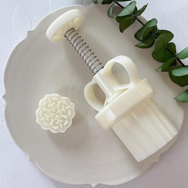 Plastic Mooncake Moulds Pastry Mold Mooncake Baking Tools Flower Shaped ABS Material Mooncake Stamps for Festival Baking