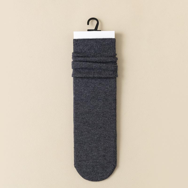 Damen Herbst- und Winter Freizeitsocken mit Polka Dots Kaschmir gestreift Warme Damen Mid-Calf Socken College-Stil kombiniert mit Frotteesocken