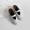 Sheepskin Version~ 2025 New Leather Hollow Bag Head Half Slippers Women's Summer Flat Bottom Mary Jane Hole Sandals Women's Shoes