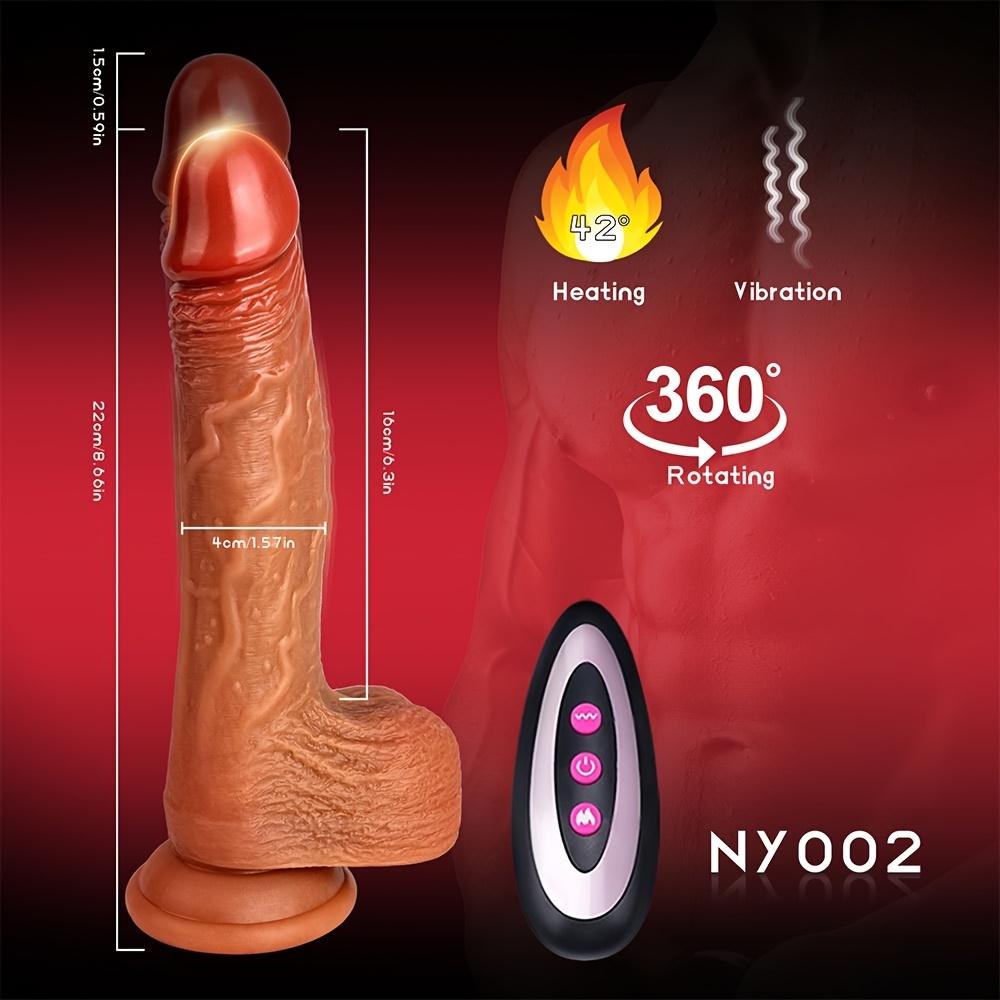 8.6-Inch Heated Vibrating Realistic Dildos – Dual Silicone Vaginal & Anal G-Spot Massagers with Suction Cup, Hands-Free Sex Toys for Women & Couples