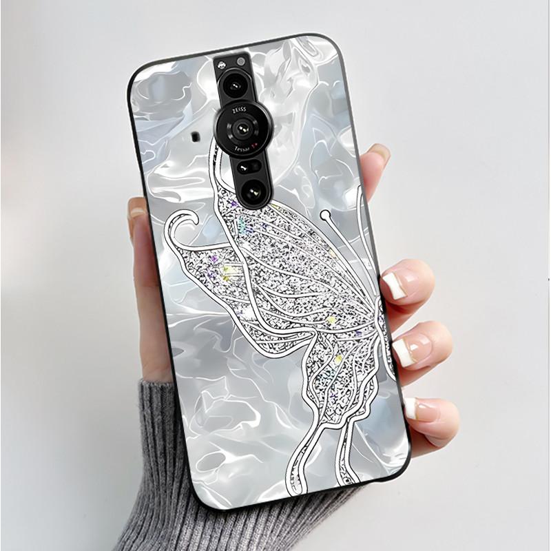 Printing Pattern Case For Sony Xperia Pro-I Fundas Soft Silicone Black Shell Cover Cute Flower Cartoon Casing Capa Coque
