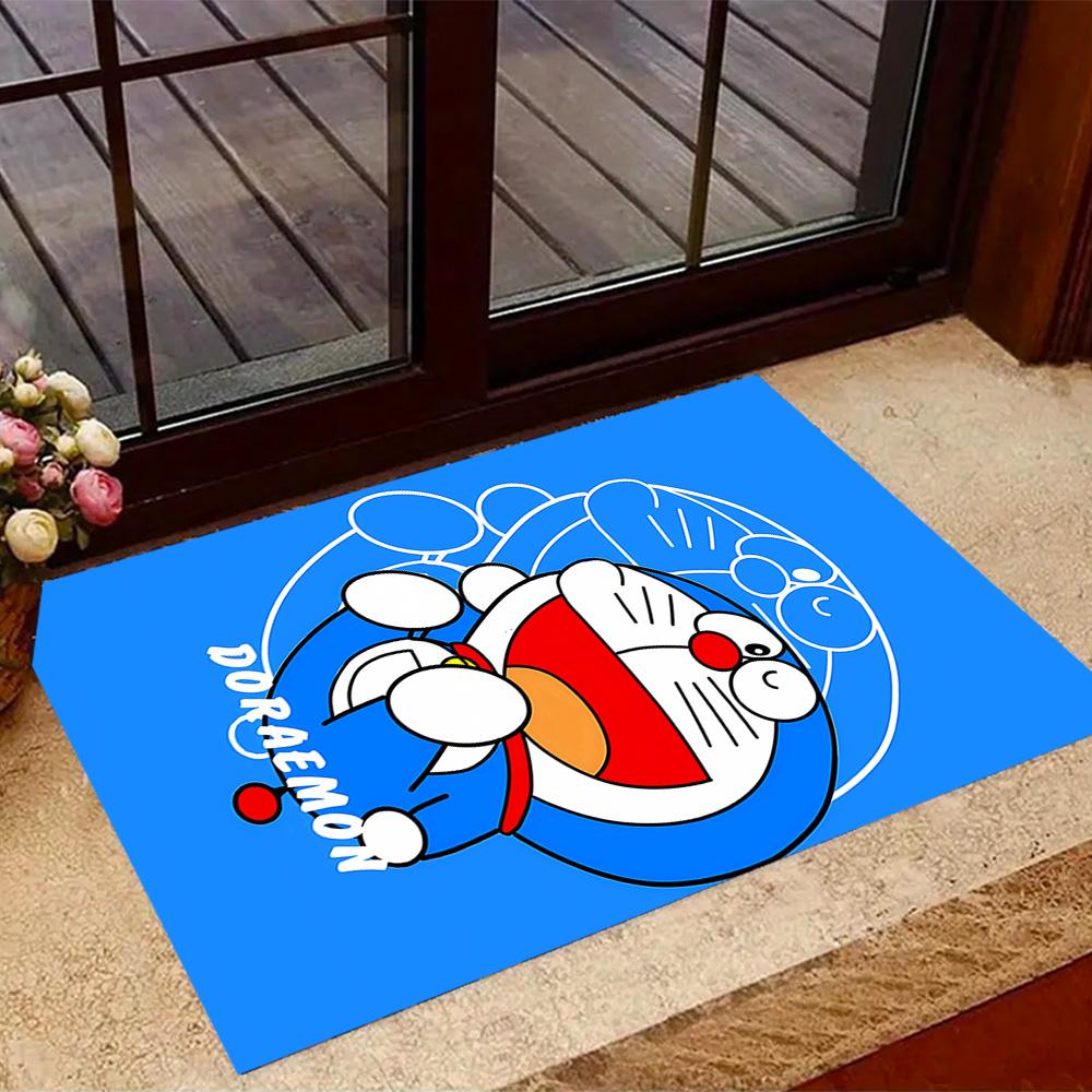 Doraemon Heart Adventure Themed Anti-Slip Rugs - Polyester Home Decor, Suitable for Bedrooms, Living Rooms, Doorways, Studios, and Decorations
