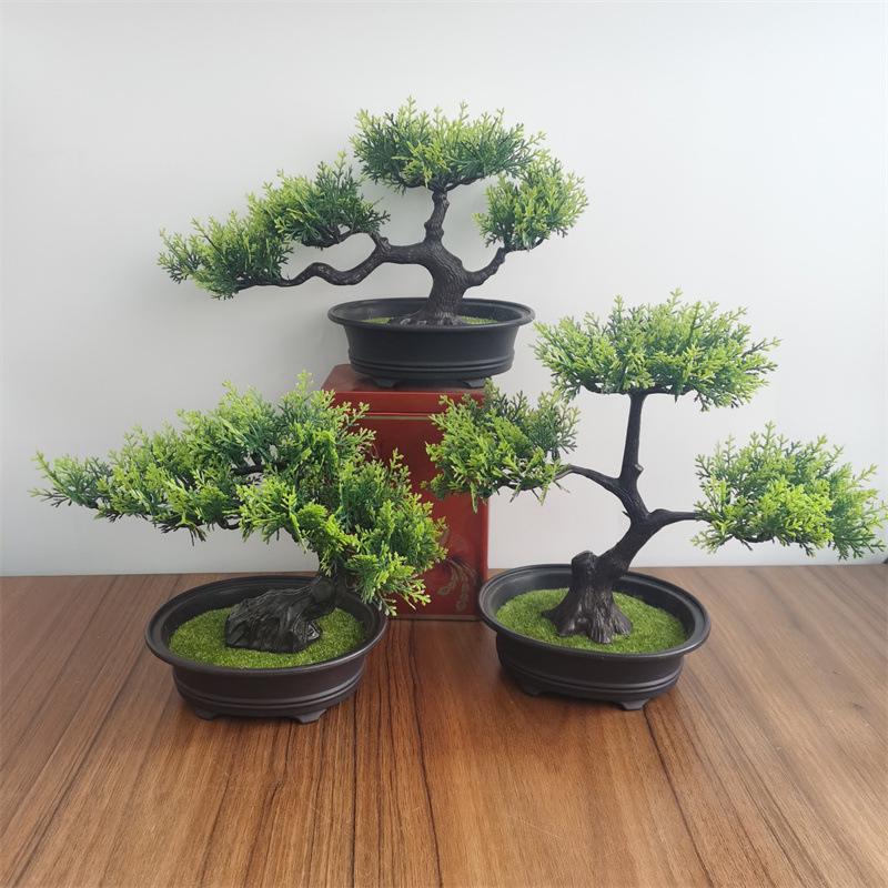 Indoor Welcoming Pine Bonsai: Artificial Potted Plant Decor for Home, Living Room, or Office