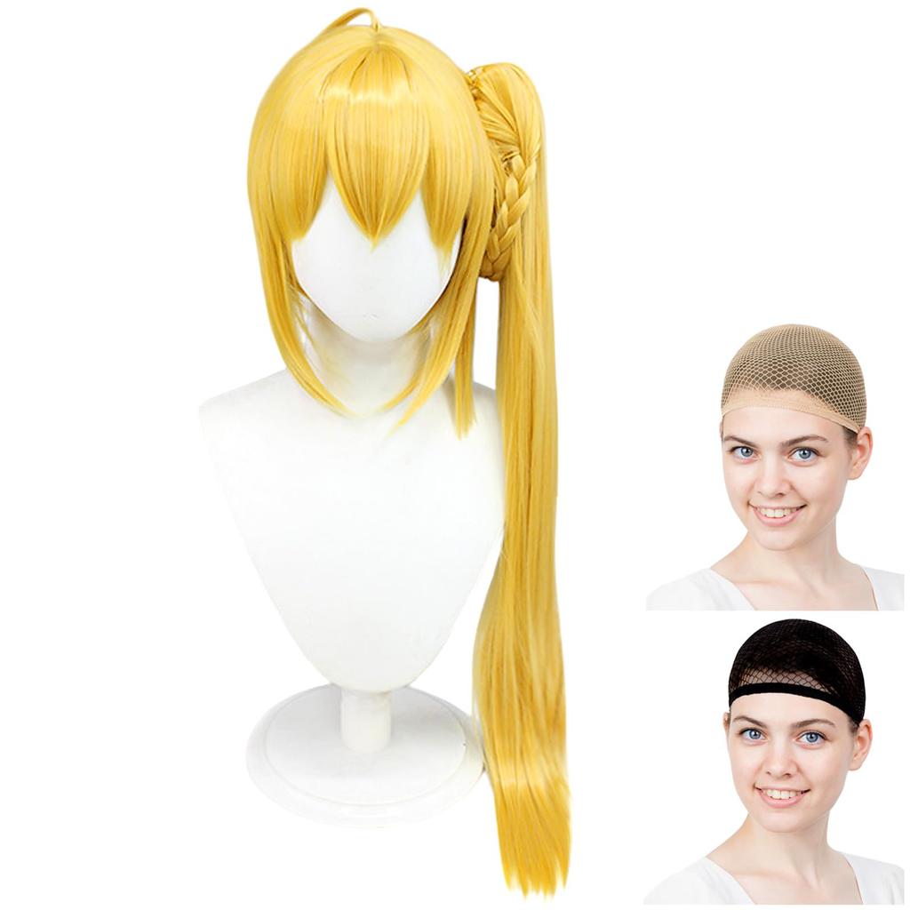 CaseEden Cosplay Premium Long Braided Wig with Heat Gold WIG6030 Wig, Vance, Resistant, Blonde,