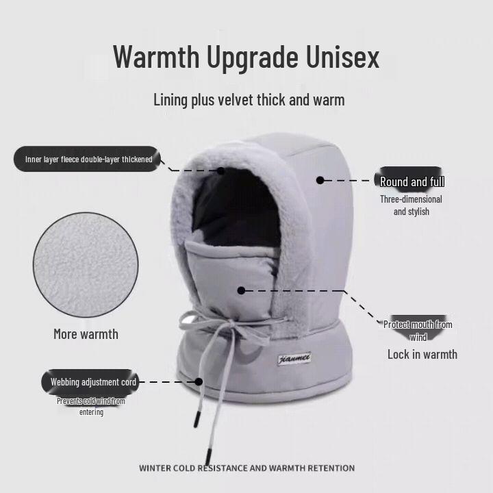 

Unisex Winter Cycling Cold-Proof Windproof Cotton Hat with Velvet Lining New Upgrade 3-in-1 Hat, Unisex