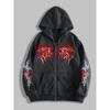 College Gothic Dark Wings Original Printed Zipper Hoodie, a Fashionable Street Trend Zipper Hoodie Suitable for Casual Occasions