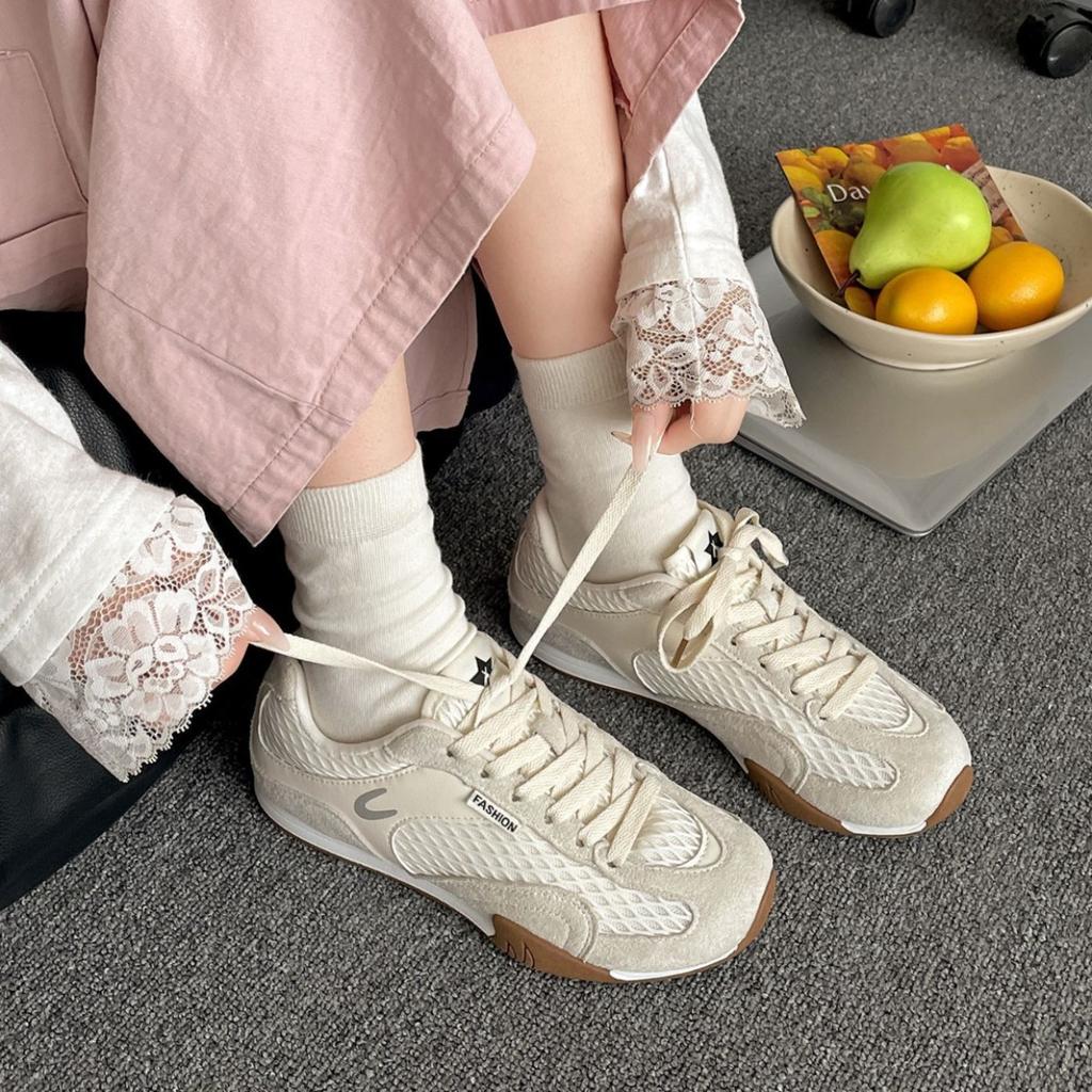 White Retro Versatile Flat-soled Agande Training Shoes Women's Summer 2025 New Models with Skirts Soft-soled Casual Board Shoes