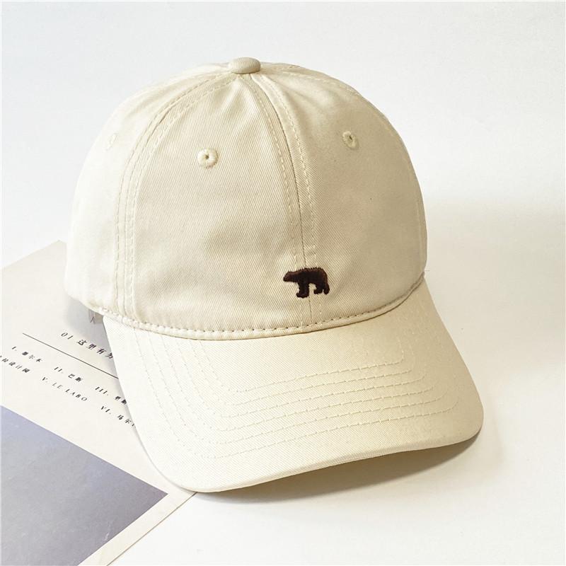 New Polar Bear Embroidered Baseball Cap Men's and Women's American Soft Top Cap Spring and Summer Versatile Big Head Circumference Sun Hat