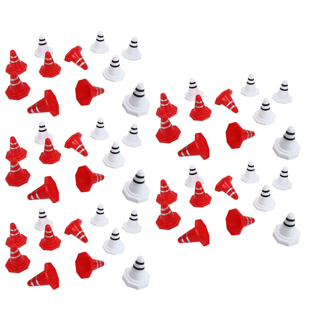 60 Pcs Traffic Cones Toys Red White Mini Traffic Cones Miniature Lifelike Road Block for Soccer Training RC Car Gaming