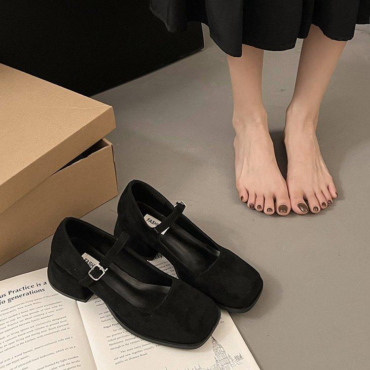 Fashion 2025 Spring new Leisure Thick Heel Shoes Vintage Leopard sexy Women Square Toe Shoes fashionable versatile Shallow mouth Shoes