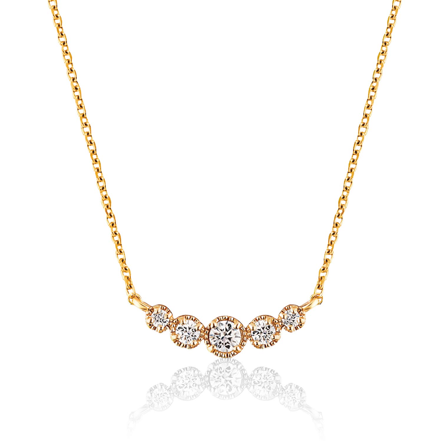 

miwahouseki K18 pink gold diamond classical necklace [Miwahouseki] 0.12ct