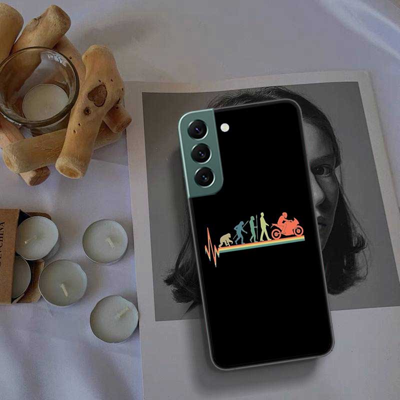 Motorcycle Heartbeat Phone Case For Samsung Galaxy S22 S25 Ultra S21 S10 Plus S26 Edge S20 S23 S24 FE Cover Silicone Soft TP