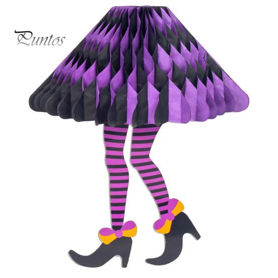 Halloween Festival Decor Honeycomb Witch Leg Ornament, Foldable Paper Indoor Party Props Hanging Decoration for Party, Holiday Home Outdoor