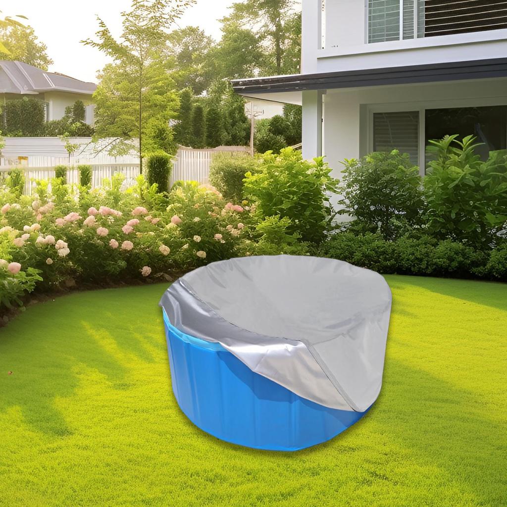 Copertura Tenda Rotonda per Piscina Fuori Terra e Sabbiera Protezione da Polvere Pioggia