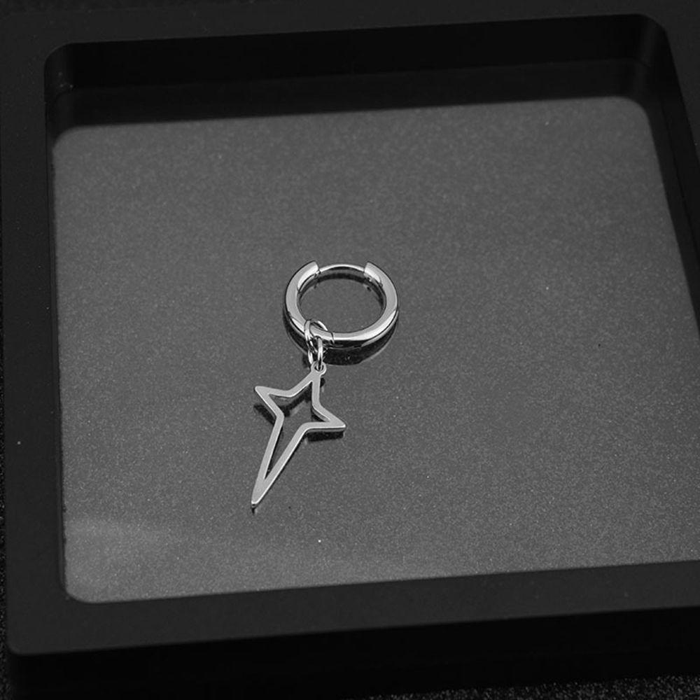 Male Drop Earring Clip Earring Korean Style Ear Cuff Cross Star Dangle Earring Men Hoop Earring