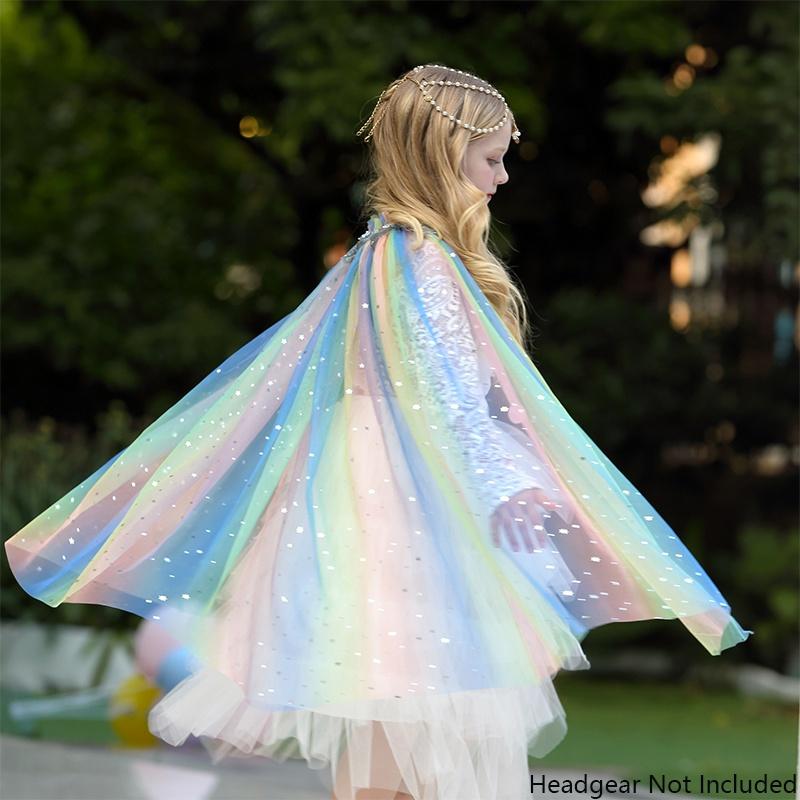 

Elsa Frozen Kids Girl Fairy Cape Dress Princess Costume Cloak Tulle Xmas Shawl L