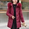 Plus Size Middle Age Women Winter Coats Hooded Faux Fur Collar Elegant Thick Warm Parkas Female Jackets