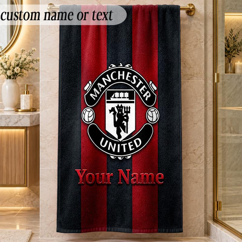 Beach TowelManchester United Custom Name Text Personalized Soft Towel for Beach Pool Indoor Home Decor Gift