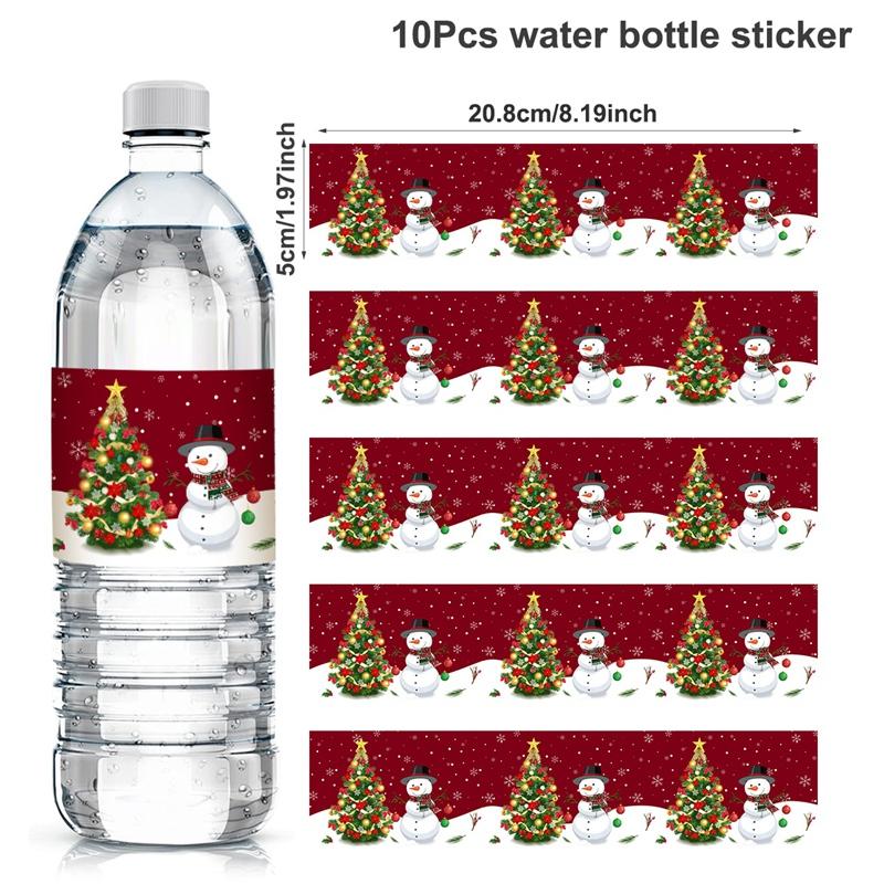 

10pcs Christmas Water Bottle Labels Stickers Christmas Tree Tags Stickers for Kids Gifts Christmas Decorations 2026 New Year as picture