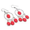 Gioiello Orecchino in Argento Sterling 925 con Gemma di Corallo Rosso Italiano 2,48" KJ-757